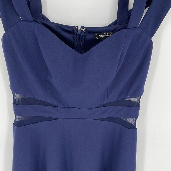 Speechless Womens Cold Shoulder Illusion Contrast Bodycon Dress Midnight Size 7 - Picture 7 of 12